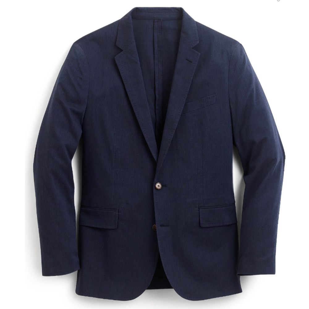 J. CREW Ludlow Moon Blazer Stretch 34S Navy Blue Cotton Suit Unstructured Casual